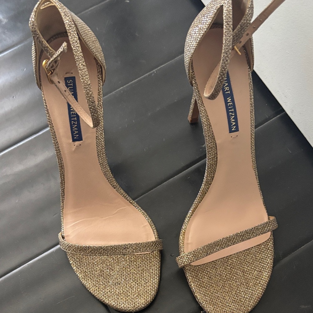 Stuart Weitzman Glittering Gold Heels